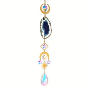 Sparkling Crystal & Agate Suncatchers - Moon Themed blue